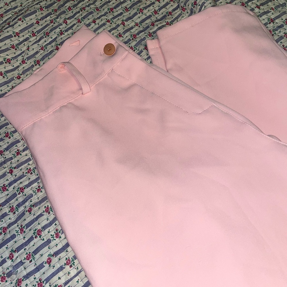 Pink Boohoo dress pants. A few holes on the inside not visible from the outside.
